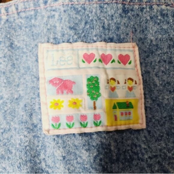 Vintage 80s 90s Lee Jeans Girls Denim Overalls Cottagecore Retro 4T - Picture 3 of 11